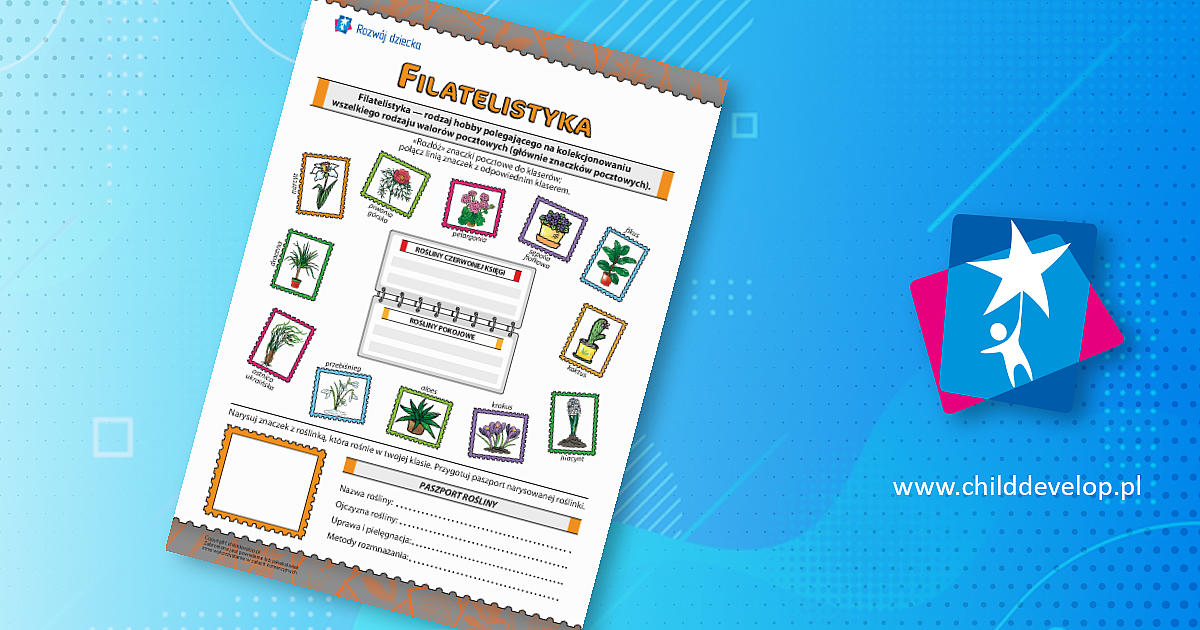 Filatelistyka: świat roślin – do druku karty pracy Świat roślin dla