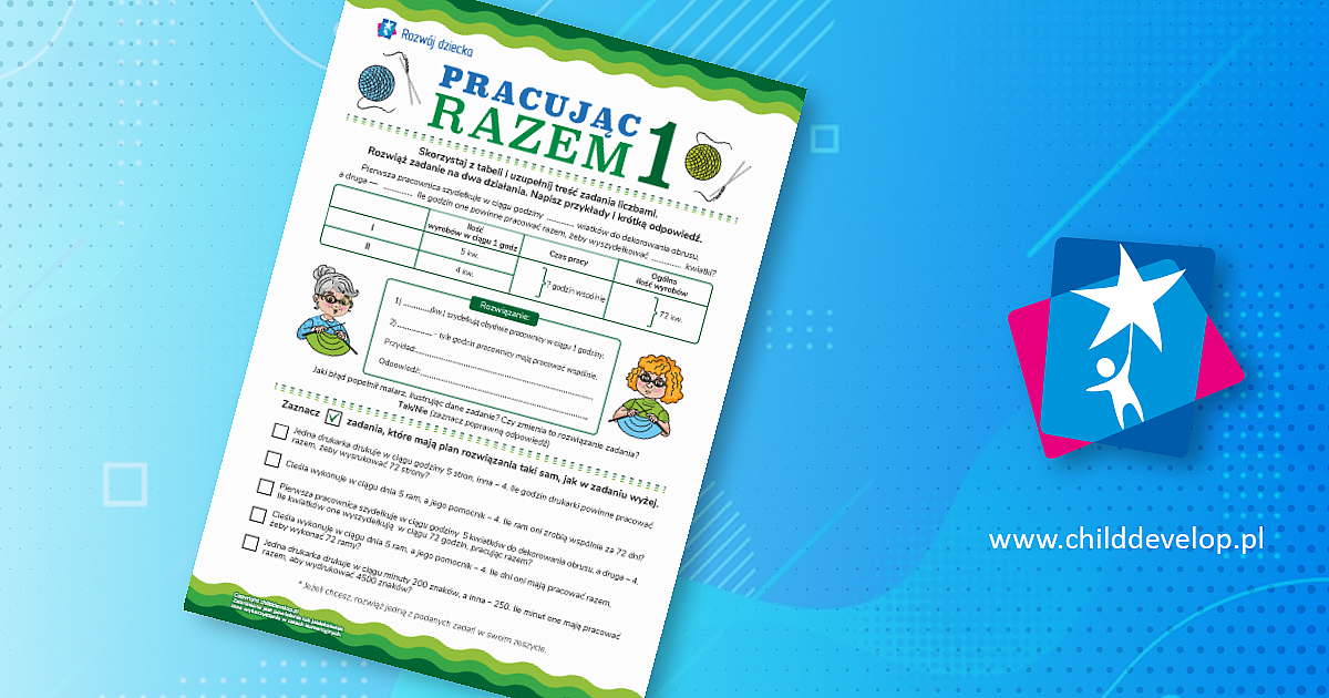 Zadania Tekstowe Klasa 1 Karty Pracy Pracując razem 1: zadania tekstowe na wspólną pracę – do druku karty