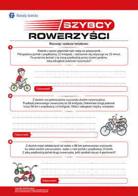 Szybcy rowerzyści: obliczamy prędkość, drogę i czas