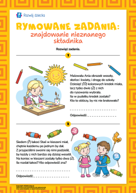 Rymowane zadania: Znajdowanie nieznanego składnika