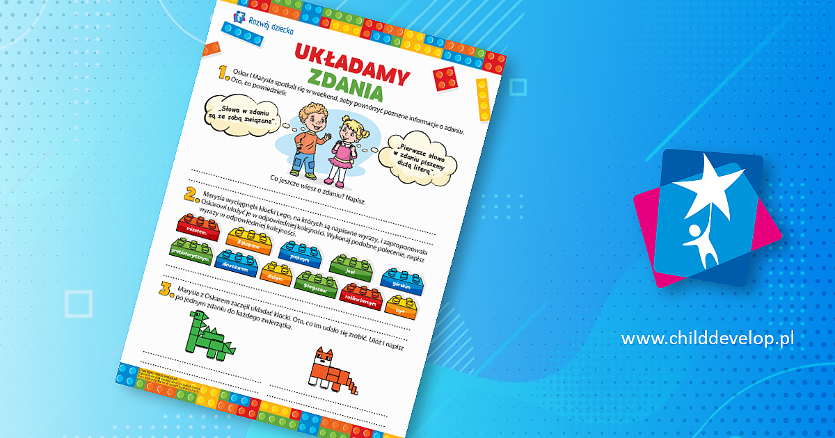 Układanie zdań: poprawiam błędy i zapisuję – do druku karty pracy