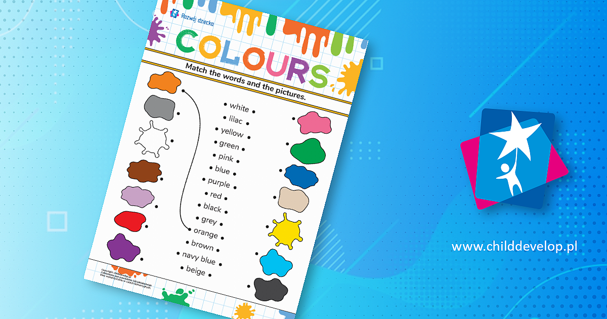 Colours (Kolory) — dopasuj słowa i obrazki – do druku karty pracy