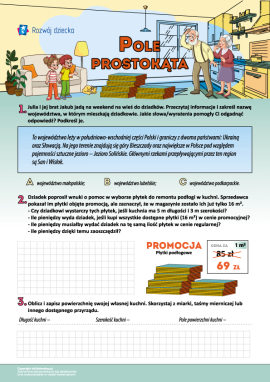 Pole prostokąta: mierzmy i obliczamy
