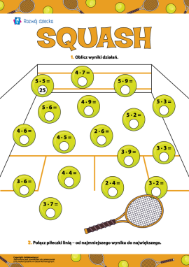 Squash: tabliczka mnożenia w zakresie 50