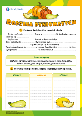 Rodzina dyniowatych: uczymy się porównywać
