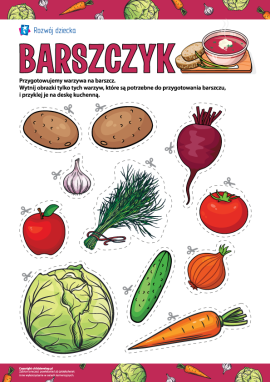 Przygotowujemy warzywa na barszcz: szablon do wykonania pracy plastycznej