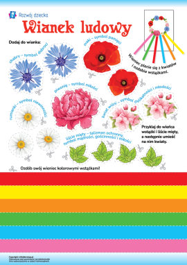 Papierowy „Wianek ludowy”: szablon do wykonania pracy plastycznej