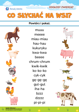 Jakie odgłosy wydają wiejskie zwierzęta? (onomatopeje)