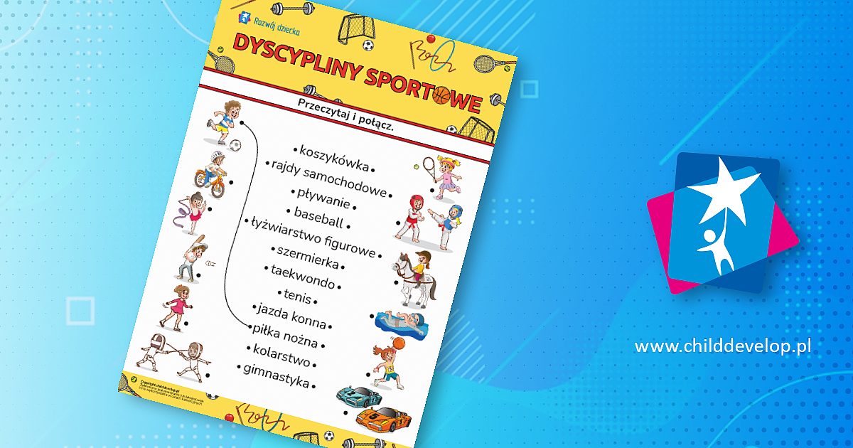 Przeczytaj i połącz słowa z obrazkami na temat „Dyscypliny sportowe