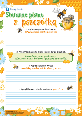 Staranne pismo z pszczółką –  klasa 2