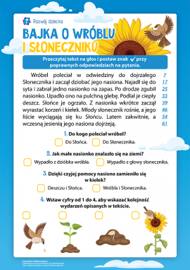 Bajka o Wróblu i Słoneczniku: rozwijamy kompetencje czytelnicze