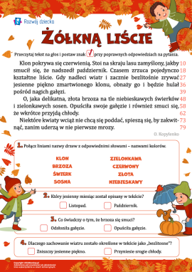 Żółkną liście: rozwijanie kompetencji czytelniczych