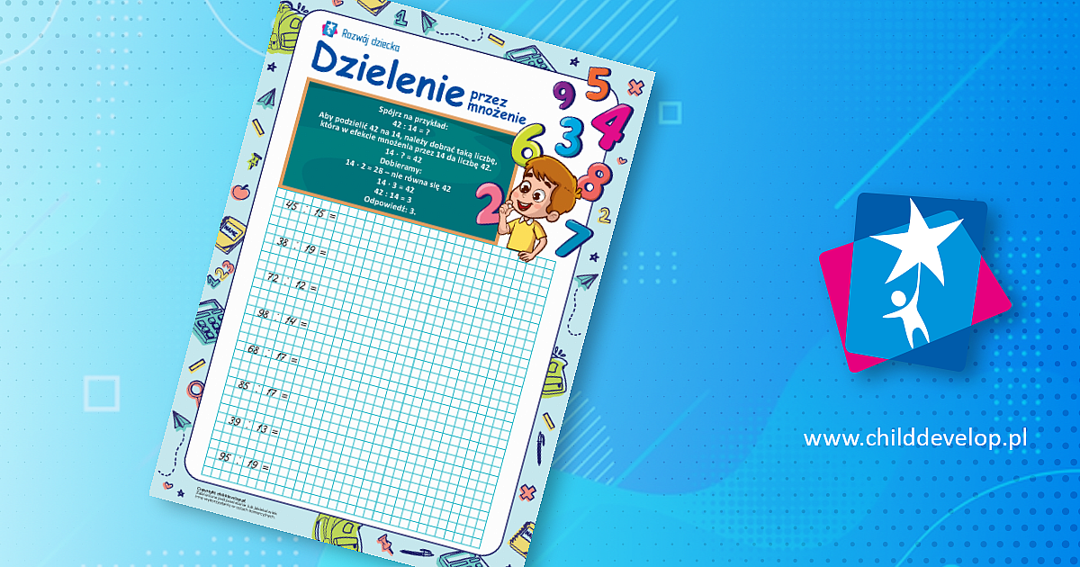 Dzielenie przez mnożenie dla 3 klasy – do druku karty pracy Tabliczka