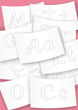 Szablony liter pisanych do wycięcia i tworzenia dekoracji