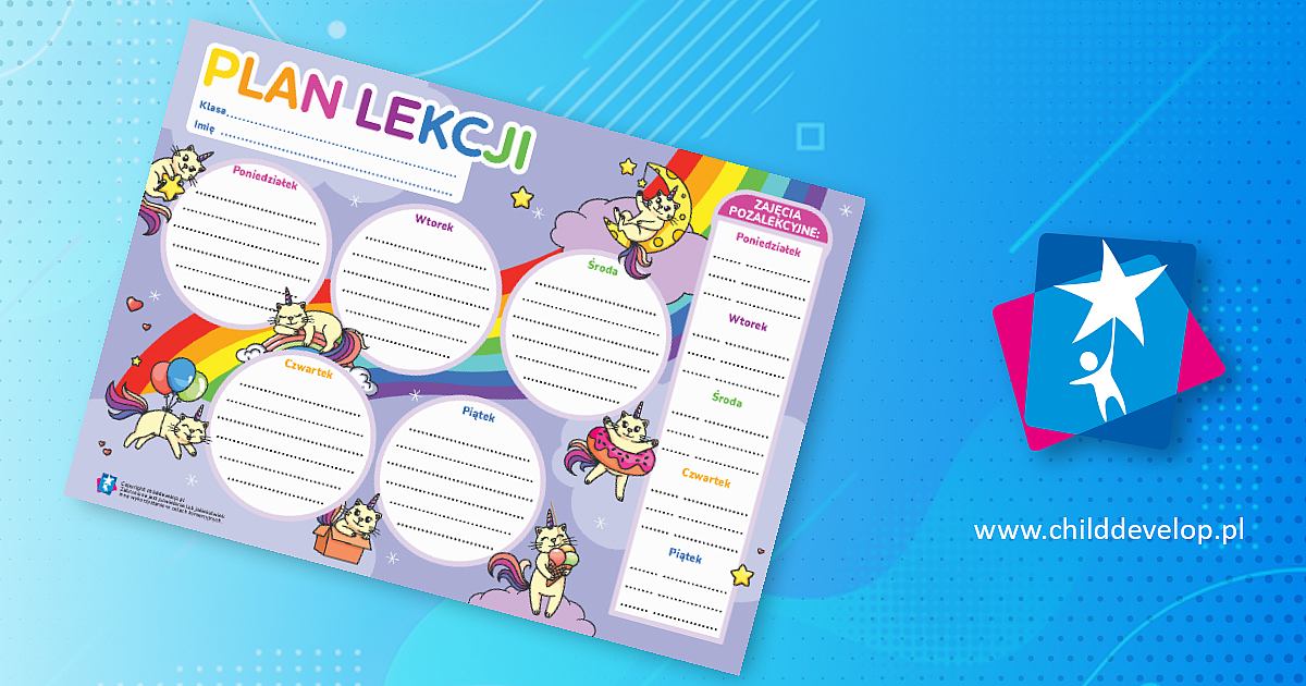Plan lekcji: szablon dla dziewczynek – do druku karty pracy Plan