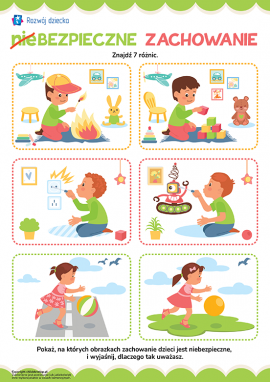 Zasady bezpiecznego zachowania dla dzieci: znajdź różnice