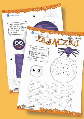 Pajączki: praca plastyczna-dekoracja na Halloween