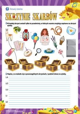 Skrzynie skarbów: podział słów na sylaby
