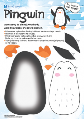 Pingwin: szablony do stworzenia zimowej pracy plastycznej z papieru