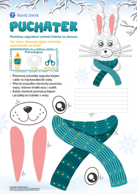 Zimowa praca plastyczna: zajączek z waty