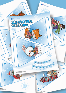 Papierowa girlanda z chorągiewek do dekoracji – zimowa praca plastyczna 