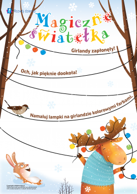 Świąteczne lampki: szablon do malowania palcami i 