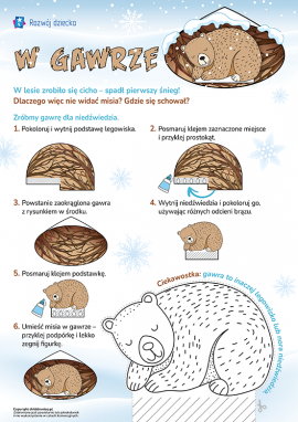 Niedźwiedź w gawrze: zimowa praca plastyczna