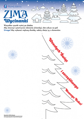 Zimowy pejzaż: szablony do wykonania wycinanek na okna