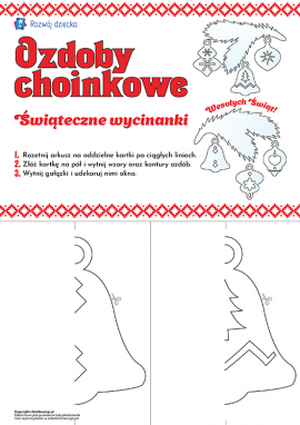 Ozdoby choinkowe: szablony do wykonania papierowych wycinanek na okna