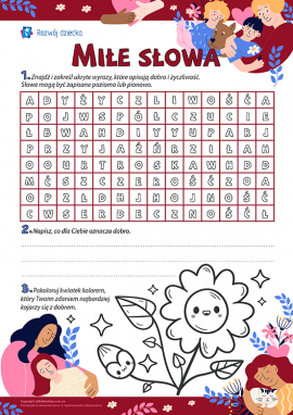 Wykreślanka. Miłe słowa.