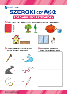 Porównywanie przedmiotów według szerokości (dla przedszkolaków)