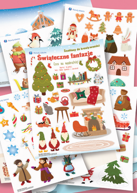 Szablony i tło do prac plastycznych: zima, Boże Narodzenie, Nowy Rok