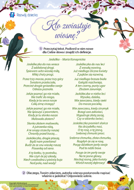 Ptaki zwiastują nadejście wiosny: kompetencje czytelnicze