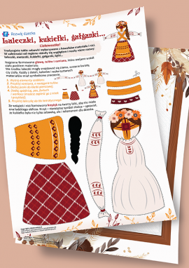 Laleczki, kukiełki, gałganki: karta pracy na temat tradycyjnej zabawki z szablonem do wykonania pracy plastycznej z papieru