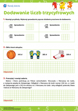 Uczymy się dodawać liczby trzycyfrowe