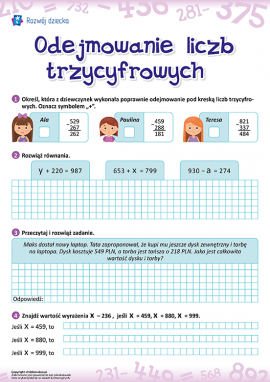 Trening odejmowania liczb w zakresie do 1000