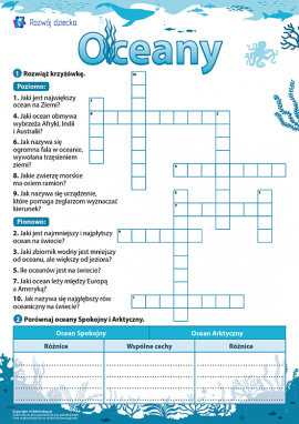 Oceany: rozwiązujemy krzyżówkę