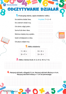 Odczytywanie działań matematycznych: dodawanie i odejmowanie w zakresie 10