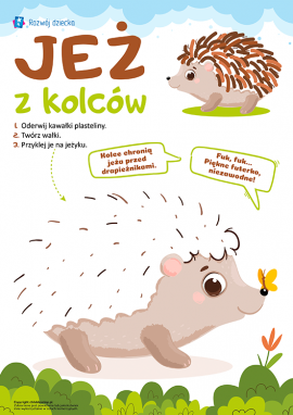 Jeż: szablon do wykonania pracy plastycznej z plasteliny