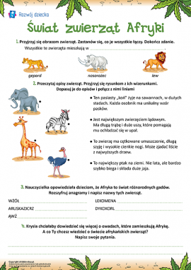 Świat zwierząt Afryki: uczymy się formułować pytania