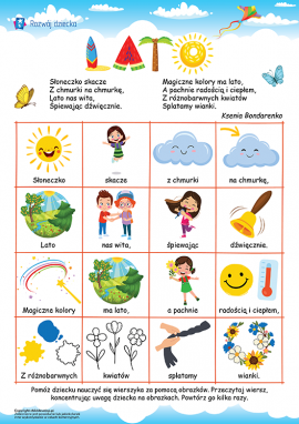 Wierszyk o lecie z obrazkami skojarzeniowymi: mnemotechnika do rozwijania pamięci