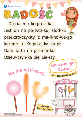 Tekst do nauki czytania sylabami: ćwiczenie