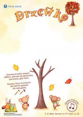 Jesienne drzewo: szablon do malowania farbami dla dzieci od 2 roku życia