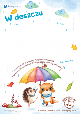 Deszcz: jesienny szablon do malowania farbami dla dzieci od 2 roku życia