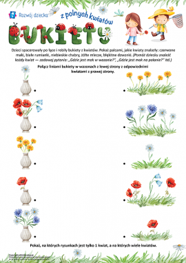 Kwiaty polne: rozwijanie uwagi i opanowanie pojęć „jeden – wiele” dla dzieci od 2 roku życia