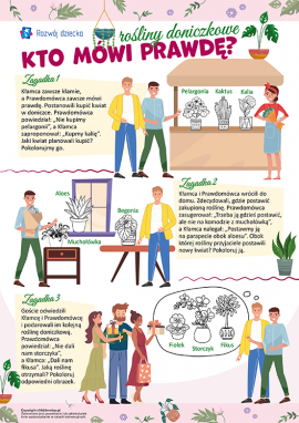 Rośliny doniczkowe: zagadki logiczne dla dzieci w wieku 6–7 lat