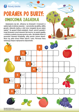 Krzyżówka obrazkowa dla dzieci w wieku 5–7 lat – Owoce