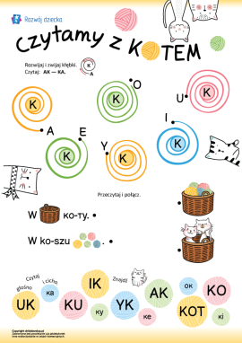 Nauka czytania sylab z głoską K dla przedszkolaków