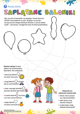 Baloniki – zadanie grafomotoryczne dla przedszkolaków