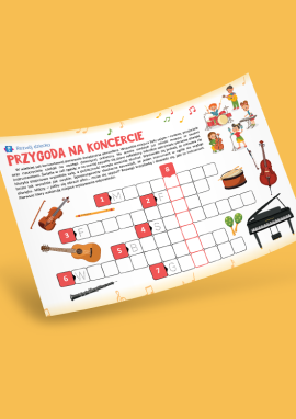 Krzyżówka obrazkowa dla dzieci w wieku 5–7 lat – Instrumenty muzyczne